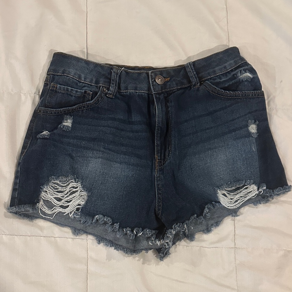 Rewash Dark Blue Distressed Jean Shorts